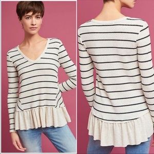 Anthropologie Eri+ Ali Waffled Peplum Top